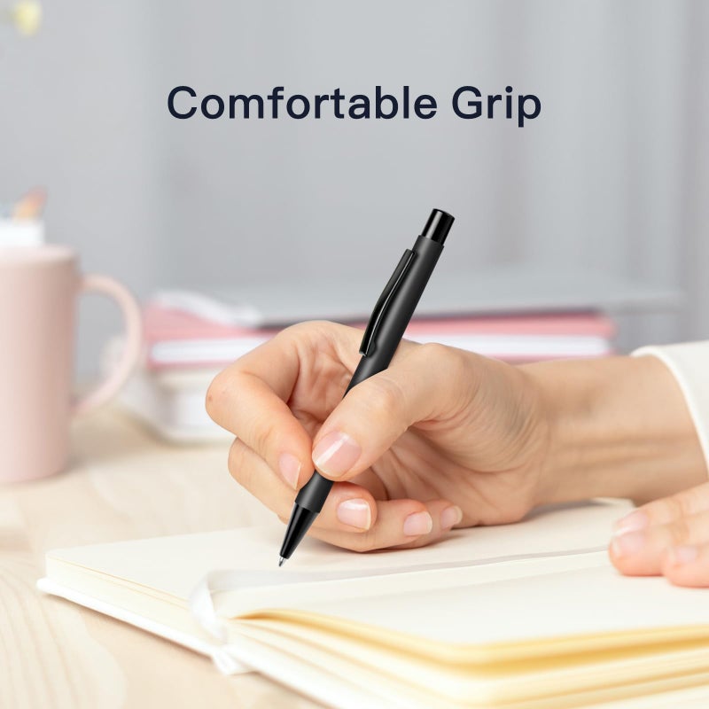 Cambond Ballpoint Pens Black Pens - Metal Pen Retractable Ink Pens for Journaling Business Police Men Flight Attendant 1.0mm Medium Point Smooth Writing, 5 Pen with 5 Refills (Black) - Image 4